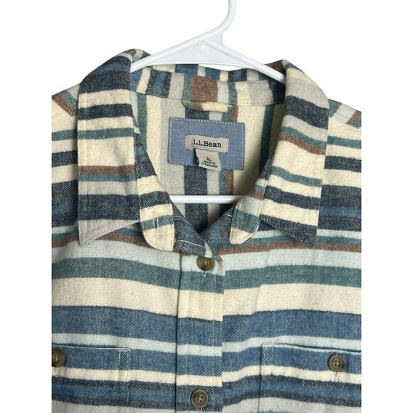 LL Bean Shirt Mens Large Flannel Serape Chamois Southwest Stripe Blanket Shacket - Picture 6 of 14